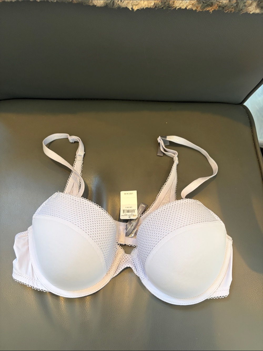 aerie Light Purple Padded Mesh-Panel Bra